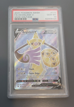 Pokemon Card Aegislash V 177/185 Holo Vivid Voltage PSA 10 GEM MINT - Image 1