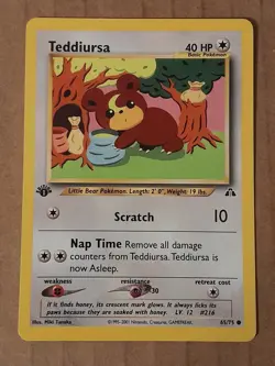 Pokemon Teddiursa 65/75 Neo Discovery 1st Edition LP-NM See Pictures - Image 1