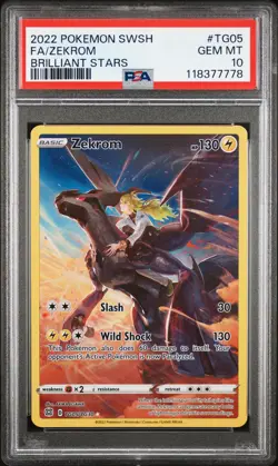 2022 POKEMON SWORD & SHIELD BRILLIANT STARS #TG05 FULL ART/ZEKROM PSA 10 - Image 1