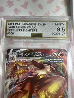 Pokemon TCG 2021 Japanese SWSH FA/Blaziken VMAX Peerless Fighters #008 AGS 9.5 - Image 3