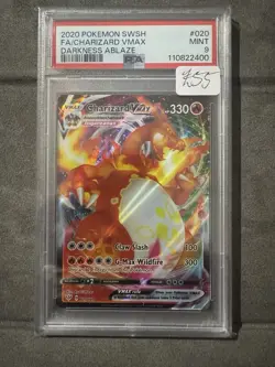 PSA 9 MINT Charizard VMAX 020 Darkness Ablaze Graded Pokemon Card - Image 1