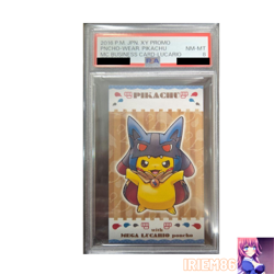 PSA 8 Pikachu Poncho Wearing Lucario Pokemon Card Vintage Nintendo Bandai Japan - Image 1