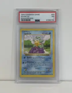 1999 POKEMON BASE SET SHADOWLESS #63 SQUIRTLE PSA 7 - Image 1