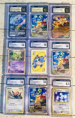 Pokemon Graded CGC Card Lot Of 9 Various Grades & Languages, Modern & VTG - Image 1