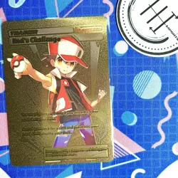 Pokemon Red’s Challenge Gold Foil Holo Textured Fan Art Card Nintendo - Image 1