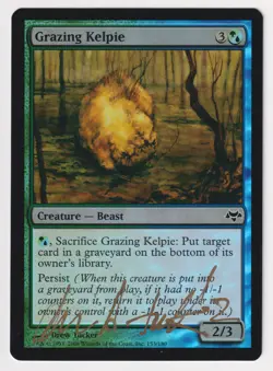 Gold Signed FOIL Grazing Kelpie MP Eventide Artist Drew Tucker 2008 MTG Magic! - Image 1