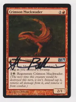 Signed Crimson Muckwader HP Magic 2013 M13 Artist Steven Belledin MTG Lizard! - Image 1