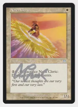Silver Signed Nova Cleric LP Onslaught Artist Alan Pollack 2002 WOTC MTG Magic! - Image 1