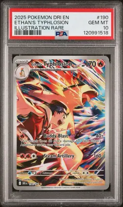 2025 POKEMON DRI EN-DESTINED RIVALS ILLUSTRATION RARE ETHAN'S TYPHLOSION PSA 10 - Image 1