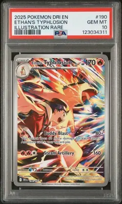 2025 POKEMON DRI EN-DESTINED RIVALS ILLUSTRATION RARE ETHAN'S TYPHLOSION PSA 10 - Image 1