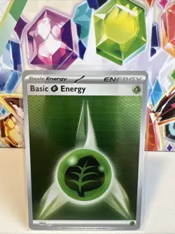 Basic Grass Energy SVE 017 Holo Pattern Pokemon White Flare & Black Bolt NM - Image 1