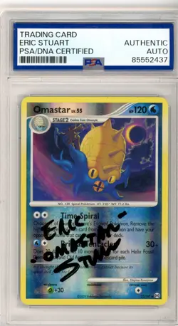 PSA Eric Stuart Signed Omastar 23/99 Arceus Reverse Holo Pokemon TCG 2009 - Image 1