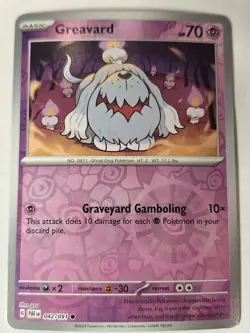Greavard - 042/091 Paldean Fates Pokemon Reverse Holo Foil Rare Nice! - Image 1
