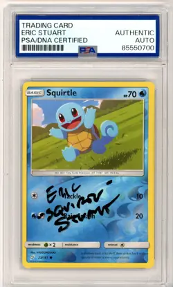 PSA Signed Eric Suart Pokemon TCG Squirtle 23/181 Sm-Team Up Reverse Holo - Image 1