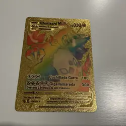 Charizard VMAX Rainbow Gold Metal Card Collectible Gift Display Fan Art - Image 1