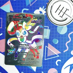 Pokemon Sylveon VMax Gold Foil Holo Textured Fan Art Card Nintendo - Image 1
