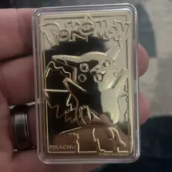 Pokemon PIKACHU Trading Card Bar - 23K Gold Plated - 1999 Hard Case - Image 1