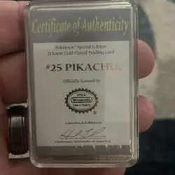 Pokemon PIKACHU Trading Card Bar - 23K Gold Plated - 1999 Hard Case - Image 2