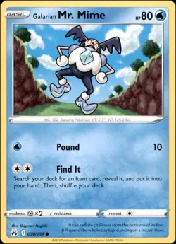 Pokemon - 2X Galarian Mr. Mime #030/159 - Crown Zenith Common - Image 1