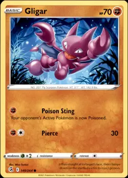 Pokemon - 2X Gligar #140/264 - SWSH08: Fusion Strike Common - Image 1
