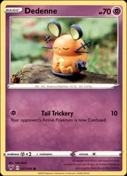 Pokemon - 2X Dedenne #077/185 - SWSH04: Vivid Voltage Common - Image 1