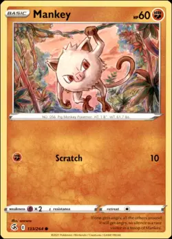 Pokemon - 2X Mankey #133/264 - SWSH08: Fusion Strike Common - Image 1