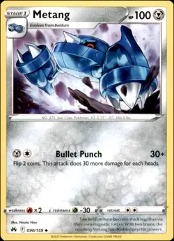 Pokemon - 2X Metang #090/159 - Crown Zenith Uncommon - Image 1