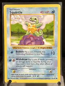 Squirtle 63/102 Shadowless Base Set Non-Holo Pokemon Card - Image 1