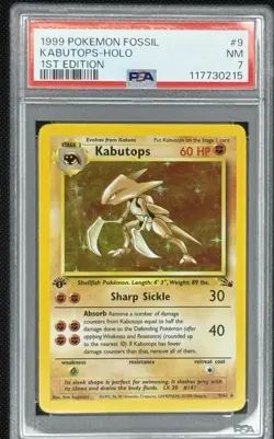 1999 Pokemon TCG Fossil Kabutops 1st Edition Holo PSA 7 WOTC #117730215 - Image 1