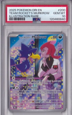 💥💥 PSA 10 Team Rocket’s Murkrow IR English 200/182 DRI Destined Rivals Pokemon - Image 1