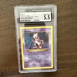 1999 Pokemon Base Set Mewtwo Shadowless Disco Holo Test Print #10 CGC 5.5 - Image 1