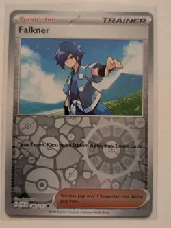 Falkner 180/193 Reverse Holo Pokemon Paldea Evolved Pokemon TCG Trainer - Image 1