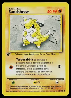 Pokemon Card - Sandshrew 1st Edition Italian Base Set 62/102 Common - Image 1