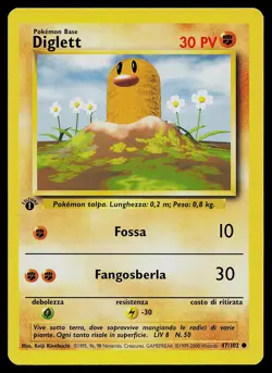 Pokemon Card - Diglett 1st Edition Italian Base Set 47/102 Common - Image 1