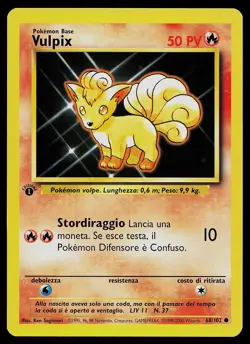 Pokemon Card - Vulpix 1st Edition Italian Base Set 68/102 Common - Image 1