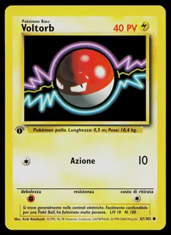 Pokemon Card - Voltorb 1st Edition Italian Base Set 67/102 Common - Image 1