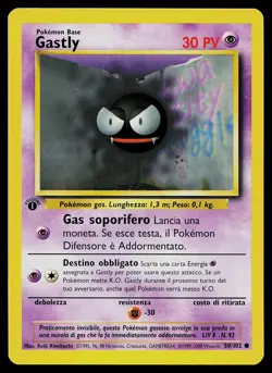 Pokemon Card - Gastly 1st Edition Italian Base Set 50/102 Common - Image 1