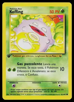 Pokemon Card - Koffing 1st Edition Italian Base Set 51/102 Common - Image 1