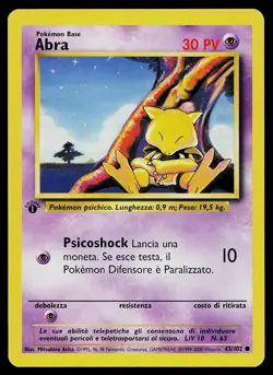 Pokemon Card - Abra 1st Edition Italian Base Set 43/102 Common - Image 1