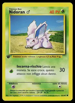 Pokemon Card - Nidoran M 1st Edition Italian Base Set 55/102 Common - Image 1
