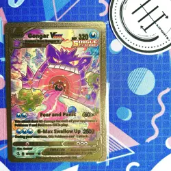 Pokemon Gengar Vmax Gold Foil Holo Textured Fan Art Card Nintendo - Image 1