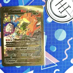 Pokemon Charizard VStar Gold Foil Holo Textured Fan Art Card Nintendo - Image 1