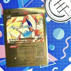 Pokemon Lugia VStar Gold Foil Holo Textured Fan Art Card Nintendo - Image 1