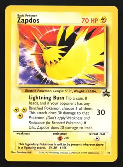 Pokemon Zapdos 23 WotC Black Star Promo (Aoki Error) LP - Image 1