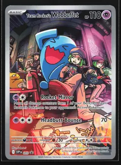 Pokemon Team Rocket's Wobbuffet SVP 203 Destined Rivals Black Star Promo NM - Image 1