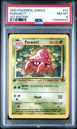 PSA 8 NM/MT 1999 POKEMON JUNGLE #41 PARASECT 1ST EDITION ENGLISH - Image 1