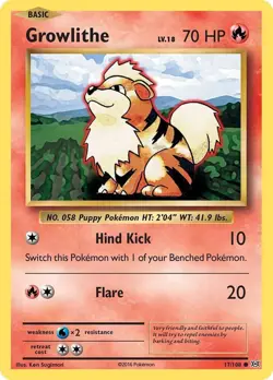 Growlithe - 17/108 - Evolutions - Pokemon TCG - MP - Regular Common - Image 1