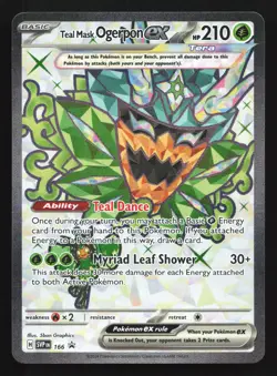 Pokemon Teal Mask Ogerpon ex SVP 166 Scarlet & Violet Holo Black Star Promo LP - Image 1