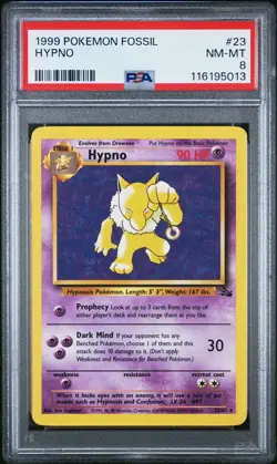 Pokemon Hypno Fossil Rare #23 1999 PSA 8 A3A - Image 1