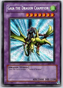 YUGIOH Gaia the Dragon Champion LOB-125 Secret Rare Reverse Foil Error VLP - Image 1
